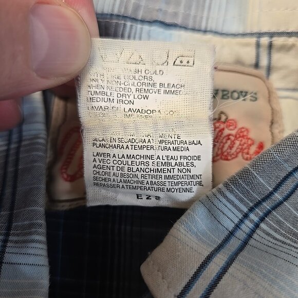 Wrangler Sawtooth Shirt Mens Size Medium Blue Plaid Western Pearl Snap Cowboy - Picture 8 of 8